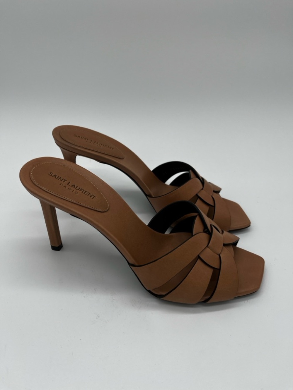 Saint Laurent Tribute 85 Mule Heels Woven Leather Brown - 37 (US 7) - Picture 7 of 11